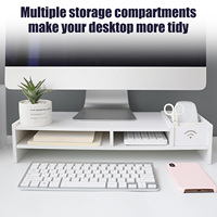 Besegad wielofunkcyjny komputer stancjonarny podstawa monitora Riser uchwyt na laptopa drewniana na biurko Organizer półka łatwy montaż na blat 3